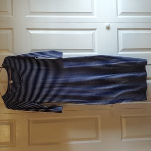 NWT Old Navy blue/white stripe curve hugging/flattering dress